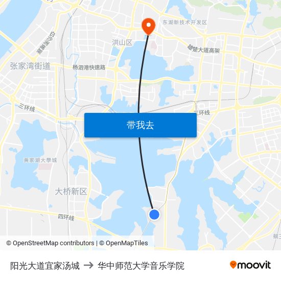 阳光大道宜家汤城 to 华中师范大学音乐学院 map