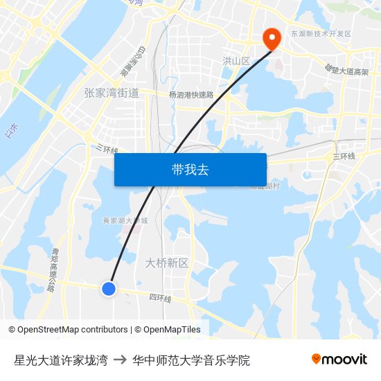 星光大道许家垅湾 to 华中师范大学音乐学院 map