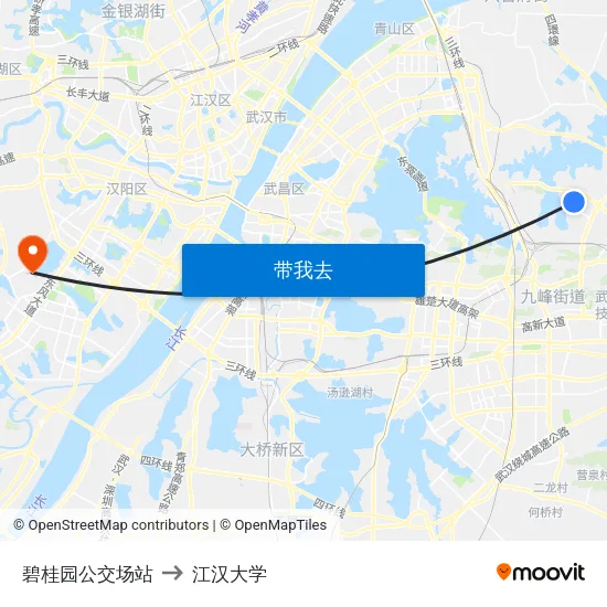 碧桂园公交场站 to 江汉大学 map