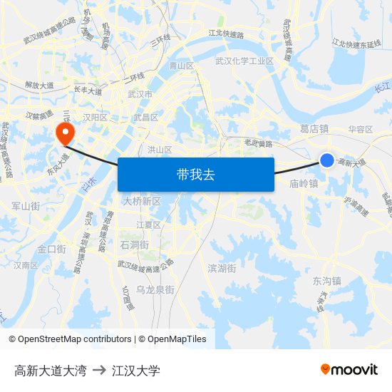 高新大道大湾 to 江汉大学 map