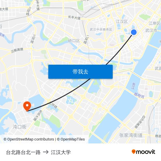 台北路台北一路 to 江汉大学 map