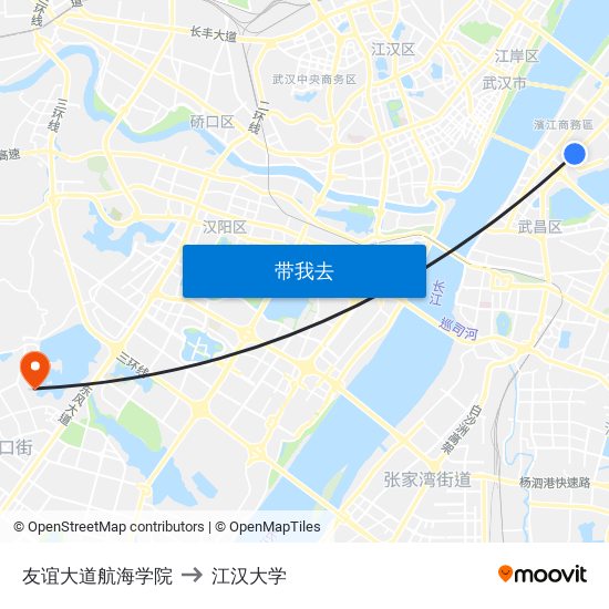 友谊大道航海学院 to 江汉大学 map