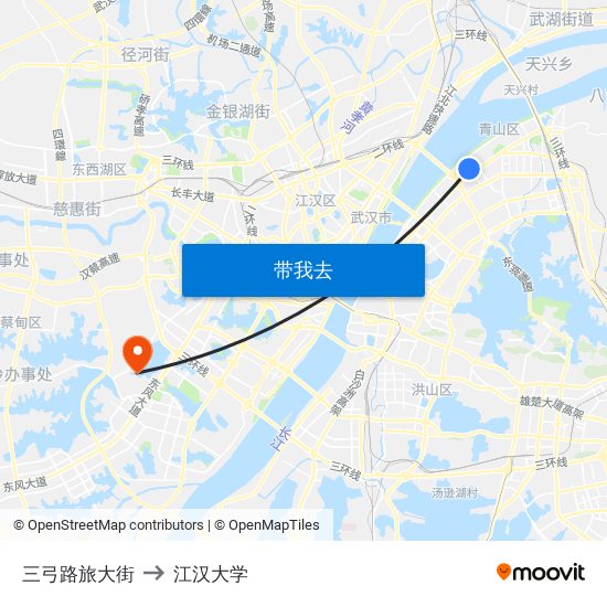 三弓路旅大街 to 江汉大学 map