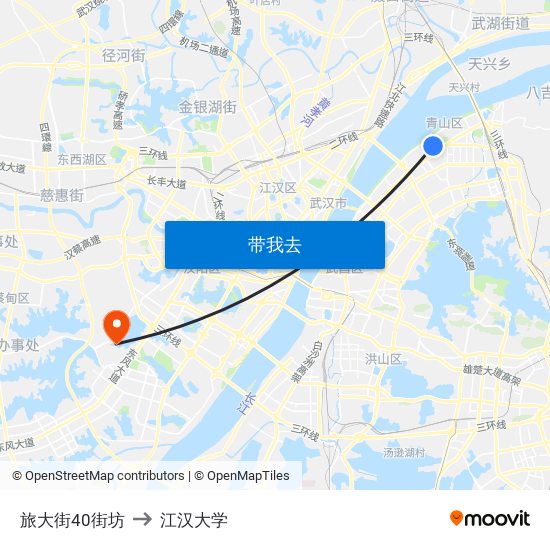 旅大街40街坊 to 江汉大学 map