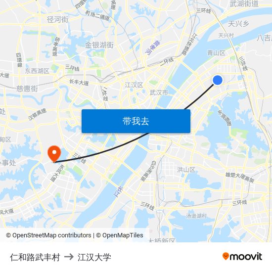 仁和路武丰村 to 江汉大学 map