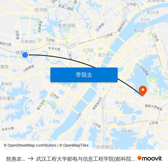 慈惠农场 to 武汉工程大学邮电与信息工程学院(邮科院校区) map