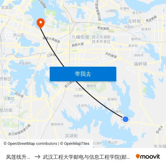 凤莲线升华村 to 武汉工程大学邮电与信息工程学院(邮科院校区) map