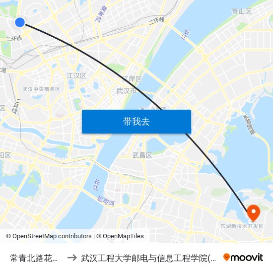 常青北路花园新村 to 武汉工程大学邮电与信息工程学院(邮科院校区) map