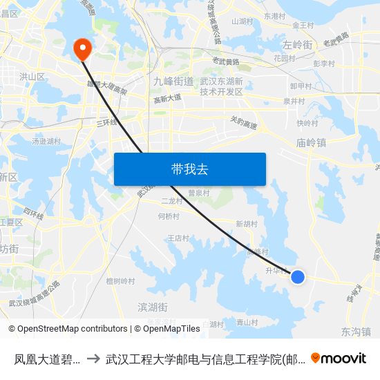凤凰大道碧桂园 to 武汉工程大学邮电与信息工程学院(邮科院校区) map