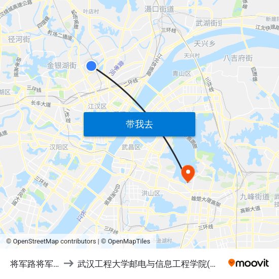 将军路将军三路 to 武汉工程大学邮电与信息工程学院(邮科院校区) map