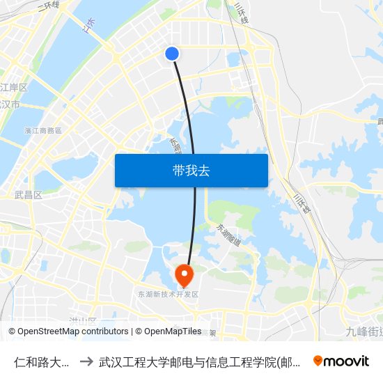 仁和路大洲村 to 武汉工程大学邮电与信息工程学院(邮科院校区) map