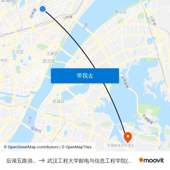 后湖五路淌湖村 to 武汉工程大学邮电与信息工程学院(邮科院校区) map