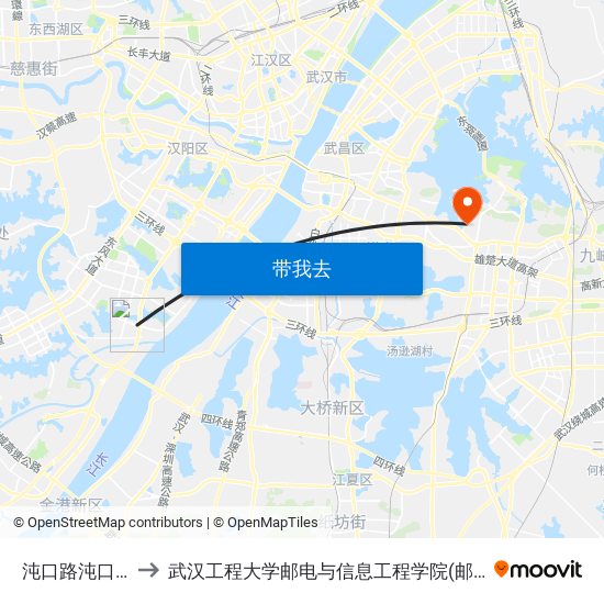 沌口路沌口小学 to 武汉工程大学邮电与信息工程学院(邮科院校区) map