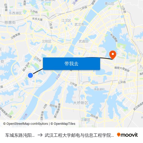 车城东路沌阳大道口 to 武汉工程大学邮电与信息工程学院(邮科院校区) map