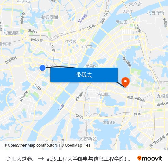 龙阳大道卷烟厂 to 武汉工程大学邮电与信息工程学院(邮科院校区) map
