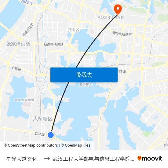 星光大道文化大道口 to 武汉工程大学邮电与信息工程学院(邮科院校区) map
