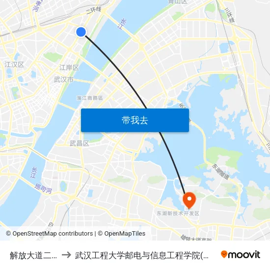 解放大道二七路 to 武汉工程大学邮电与信息工程学院(邮科院校区) map