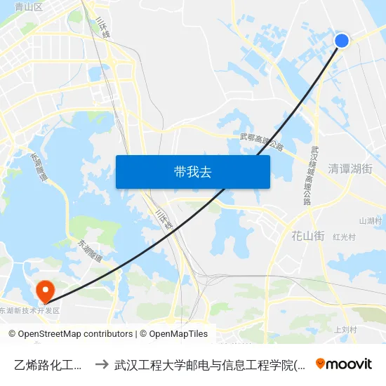 乙烯路化工大道口 to 武汉工程大学邮电与信息工程学院(邮科院校区) map