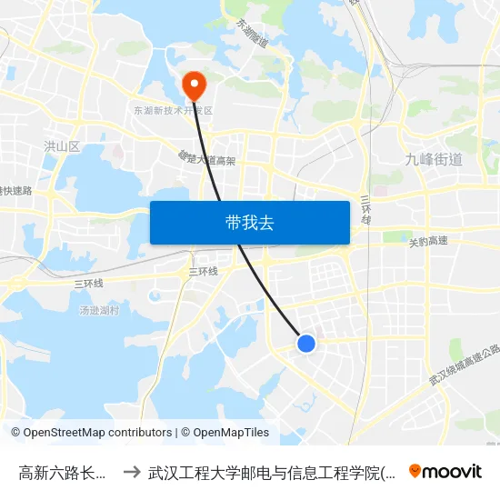 高新六路长咀社区 to 武汉工程大学邮电与信息工程学院(邮科院校区) map