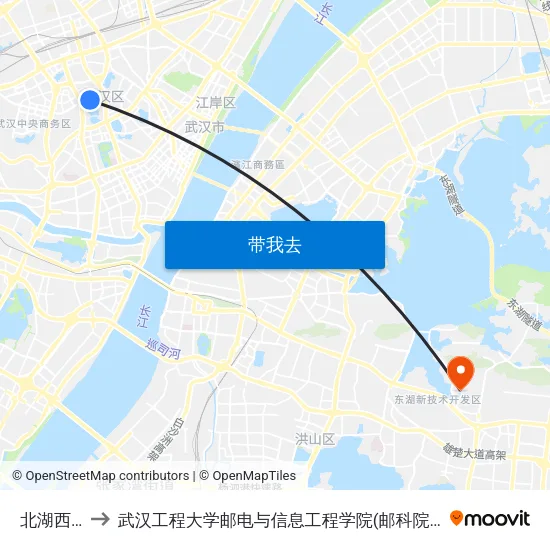 北湖西路 to 武汉工程大学邮电与信息工程学院(邮科院校区) map