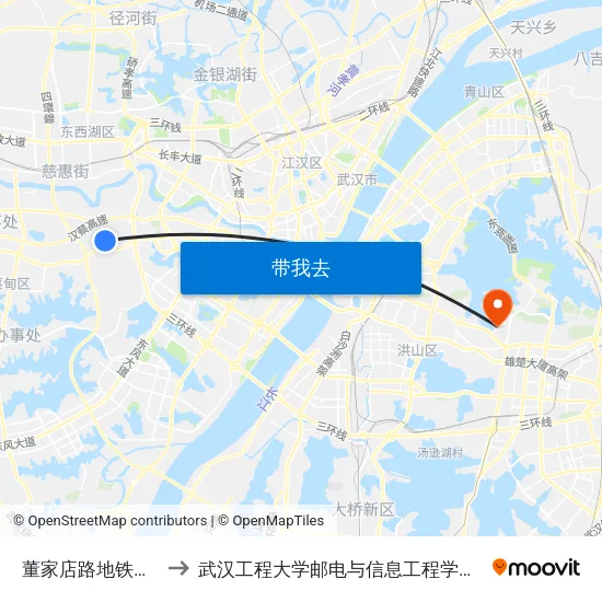 董家店路地铁黄金口站 to 武汉工程大学邮电与信息工程学院(邮科院校区) map