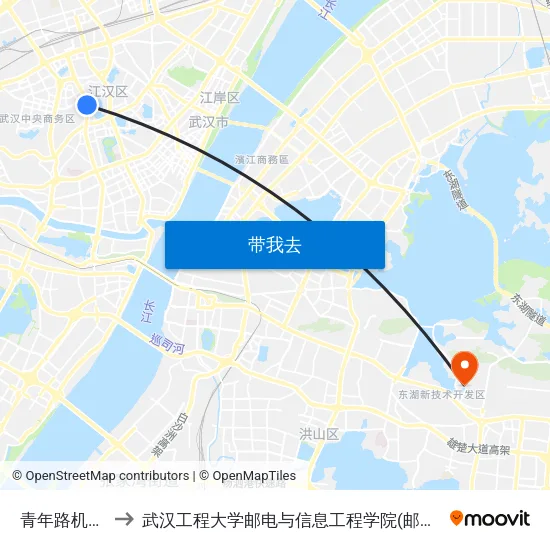 青年路机场河 to 武汉工程大学邮电与信息工程学院(邮科院校区) map