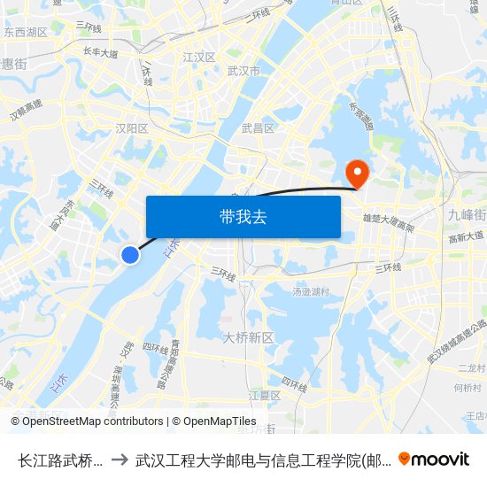 长江路武桥重工 to 武汉工程大学邮电与信息工程学院(邮科院校区) map