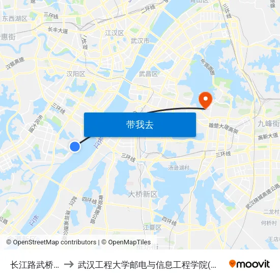 长江路武桥重工 to 武汉工程大学邮电与信息工程学院(邮科院校区) map