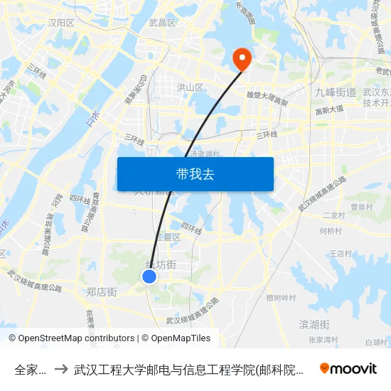 全家里 to 武汉工程大学邮电与信息工程学院(邮科院校区) map