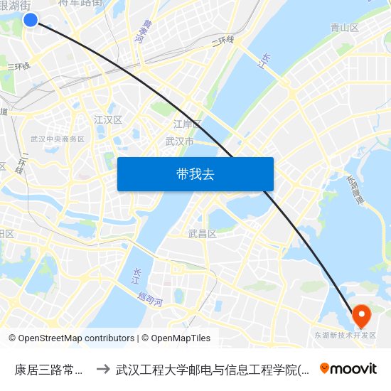康居三路常青一中 to 武汉工程大学邮电与信息工程学院(邮科院校区) map