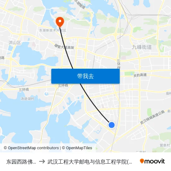 东园西路佛祖岭 to 武汉工程大学邮电与信息工程学院(邮科院校区) map