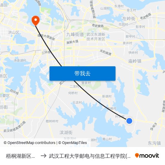 梧桐湖新区凤凰苑 to 武汉工程大学邮电与信息工程学院(邮科院校区) map