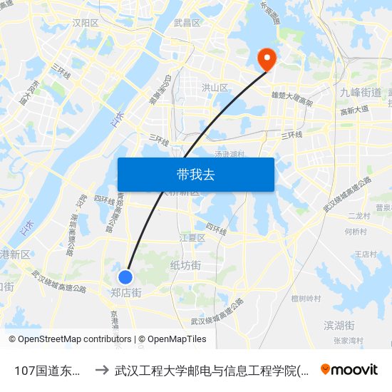 107国道东风小学 to 武汉工程大学邮电与信息工程学院(邮科院校区) map