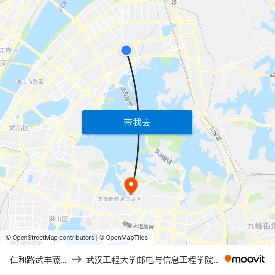 仁和路武丰蔬菜市场 to 武汉工程大学邮电与信息工程学院(邮科院校区) map