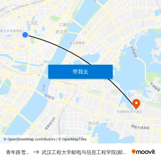青年路雪松路 to 武汉工程大学邮电与信息工程学院(邮科院校区) map
