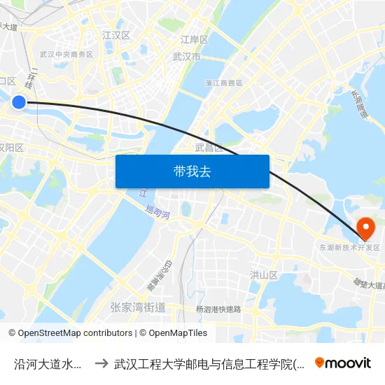 沿河大道水厂一路 to 武汉工程大学邮电与信息工程学院(邮科院校区) map