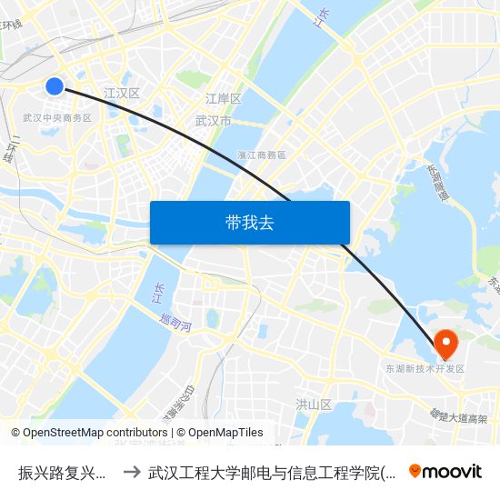 振兴路复兴村小区 to 武汉工程大学邮电与信息工程学院(邮科院校区) map