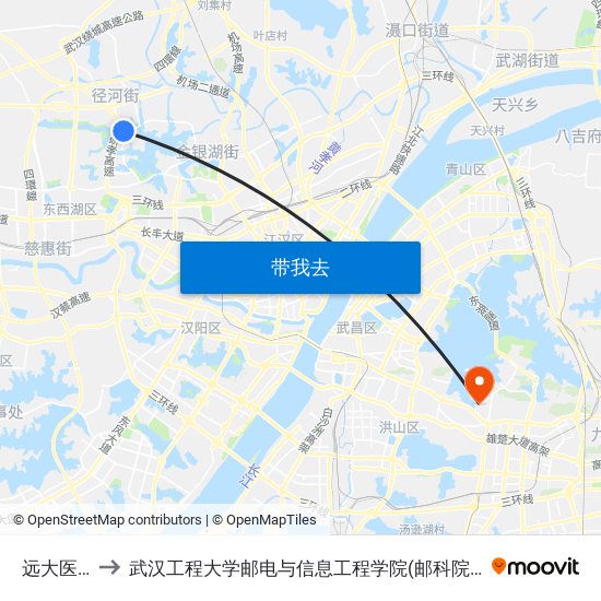 远大医药 to 武汉工程大学邮电与信息工程学院(邮科院校区) map