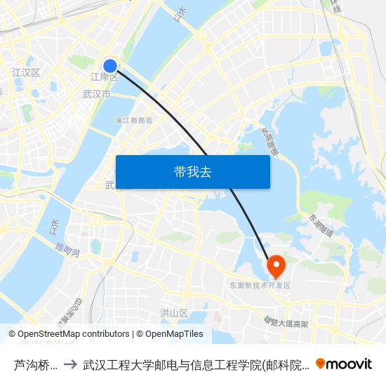 芦沟桥路 to 武汉工程大学邮电与信息工程学院(邮科院校区) map