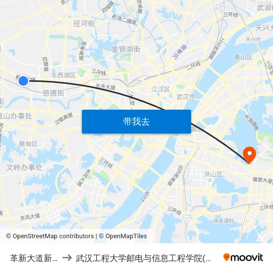 革新大道新征路 to 武汉工程大学邮电与信息工程学院(邮科院校区) map