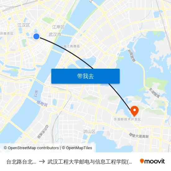台北路台北一路 to 武汉工程大学邮电与信息工程学院(邮科院校区) map