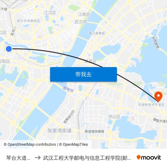 琴台大道赫山 to 武汉工程大学邮电与信息工程学院(邮科院校区) map