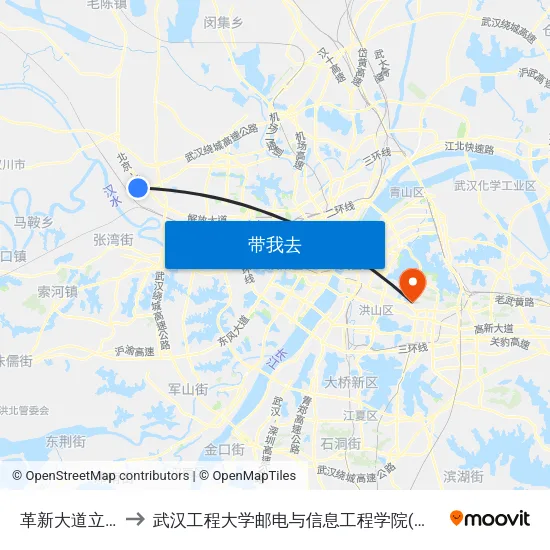 革新大道立光路 to 武汉工程大学邮电与信息工程学院(邮科院校区) map