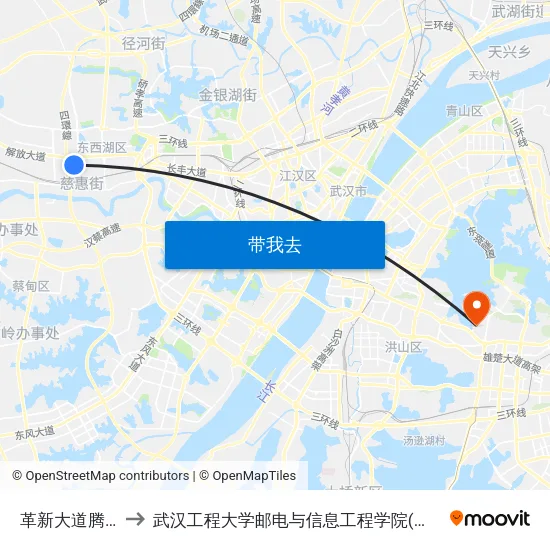 革新大道腾达路 to 武汉工程大学邮电与信息工程学院(邮科院校区) map