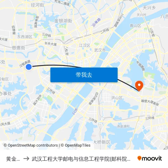 黄金口 to 武汉工程大学邮电与信息工程学院(邮科院校区) map