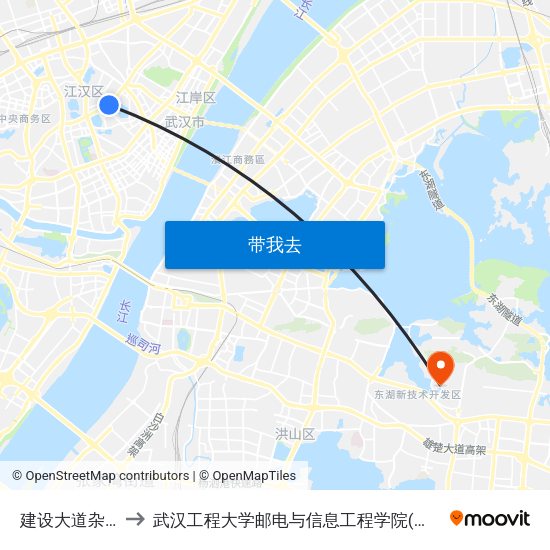 建设大道杂技厅 to 武汉工程大学邮电与信息工程学院(邮科院校区) map