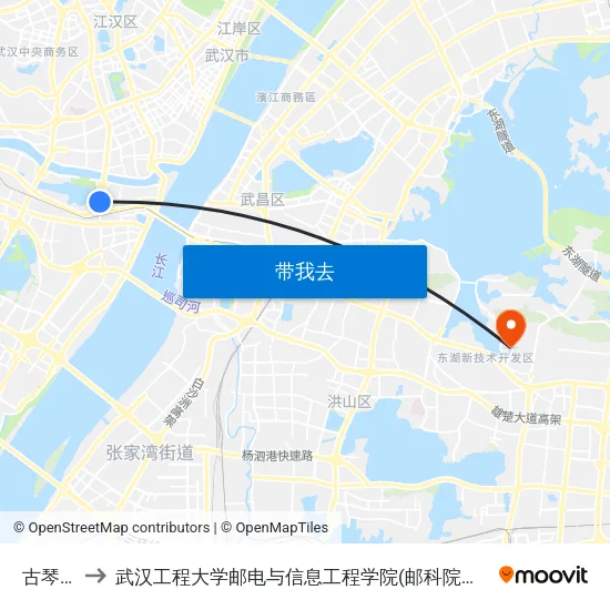 古琴台 to 武汉工程大学邮电与信息工程学院(邮科院校区) map