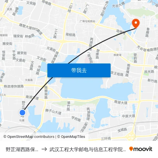 野芷湖西路保利心语 to 武汉工程大学邮电与信息工程学院(邮科院校区) map