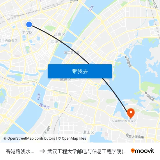 香港路浅水湾小区 to 武汉工程大学邮电与信息工程学院(邮科院校区) map