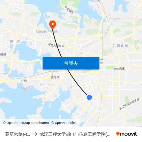 高新六路佛祖岭 to 武汉工程大学邮电与信息工程学院(邮科院校区) map